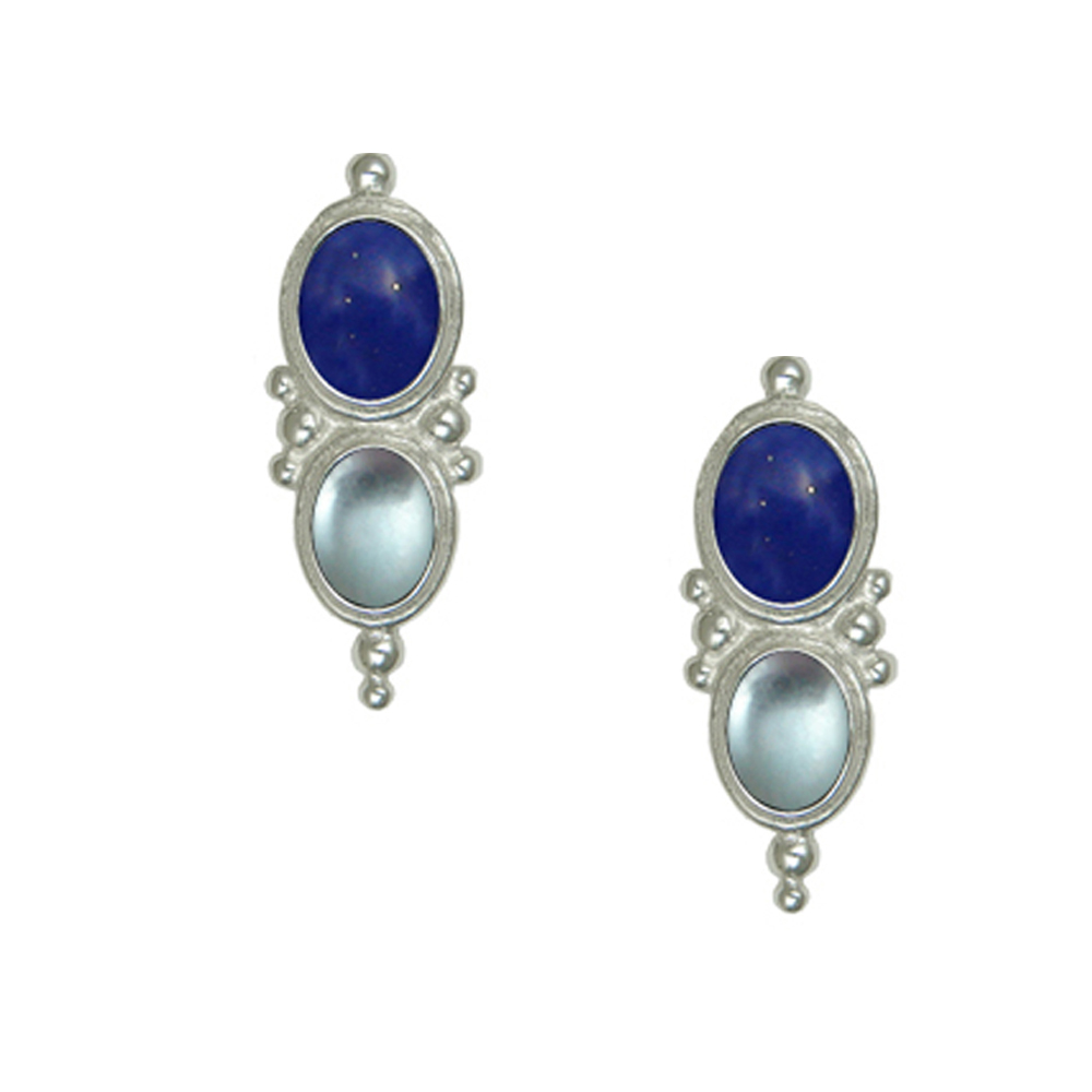 Sterling Silver Drop Dangle Earrings With Lapis Lazuli